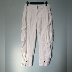 Classic White Cargo Pants adjustable width ankle